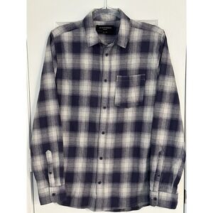 Cotton On Plaid Flannel Long Sleeve Button Up Shirt Men's Size Small Blue‎ Gray
